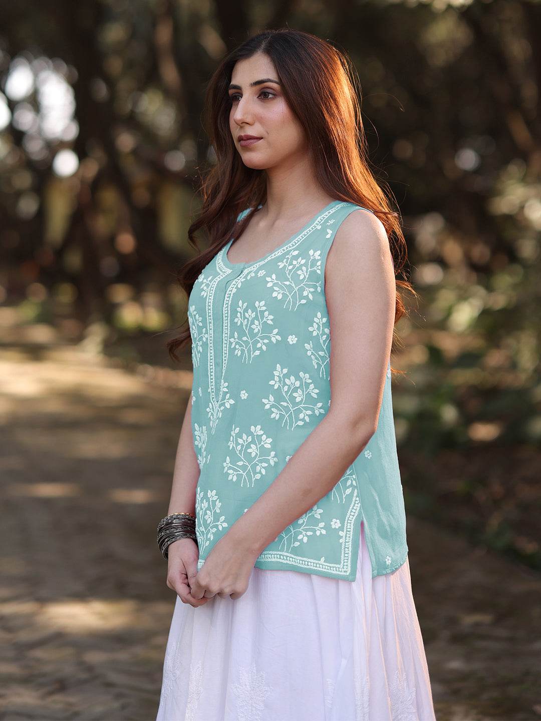 ZAYNA Chikankari Georgette Top - KRI CHIKANKARI